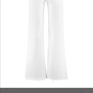 Women's White The Tomcat Roller Fray Wide leg Jeans